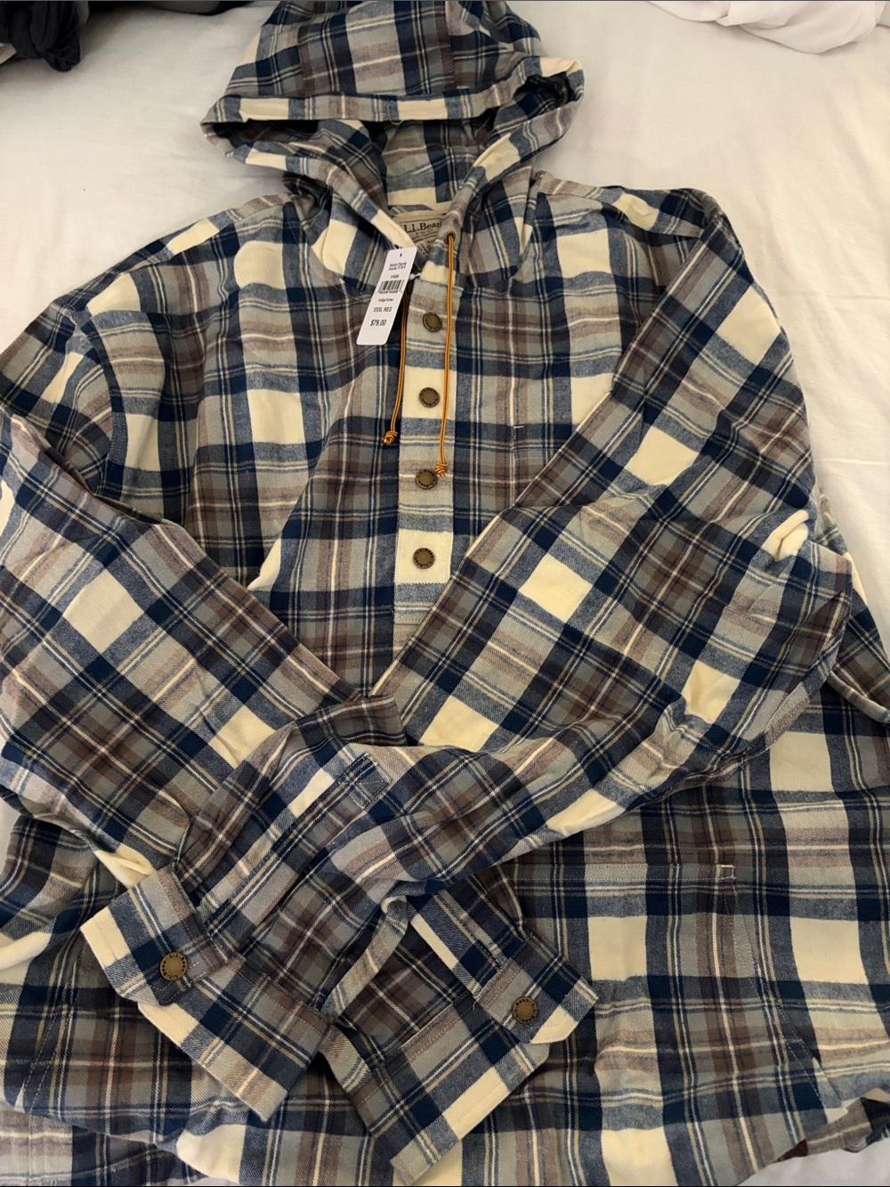 LL BEAN Scotch Flannel Anorak Hoodie NWT